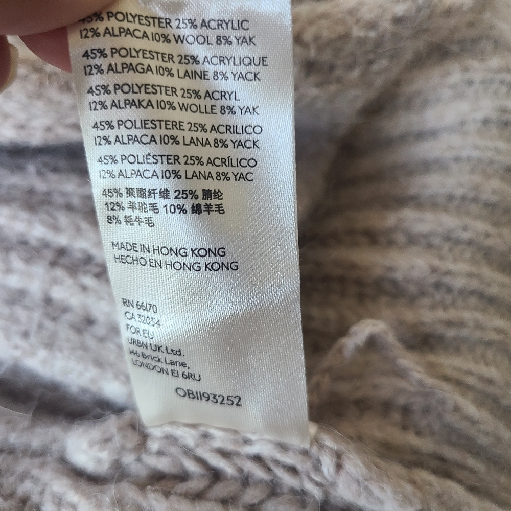Anthropologie Amanza Fringed Cardigan Sweater Taupe Size XXS - Picture 9 of 9